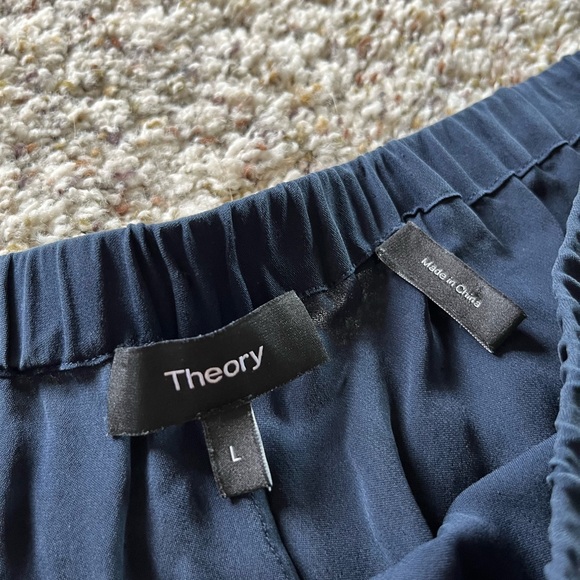 Theory Navy Silk Joggers - Picture 3 of 6